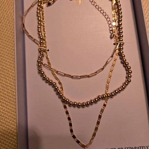 House of Harlow 3 strand necklaces, wear together or separate, coordinating ear - Picture 3 of 3